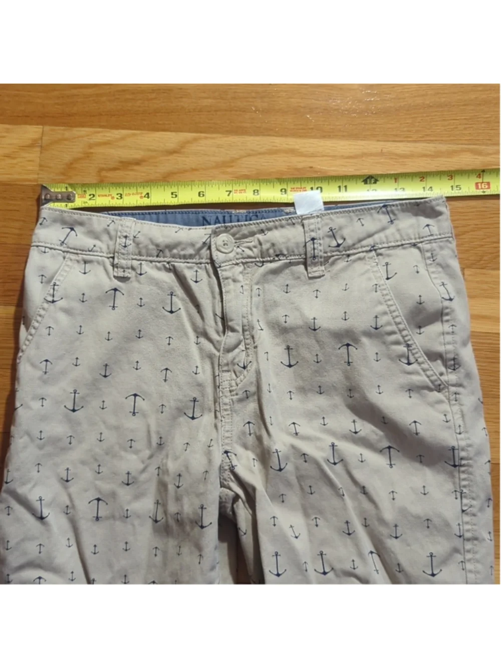 Nautica Boys Chino Shorts Size 14 Anchor Print
